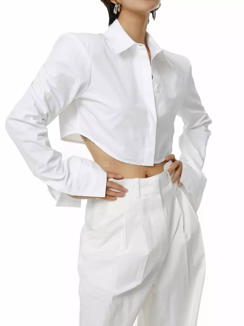 Paper Moon - Korean Women Fashion - #womensfashion - Luxe Pad Crop Shirt - 3