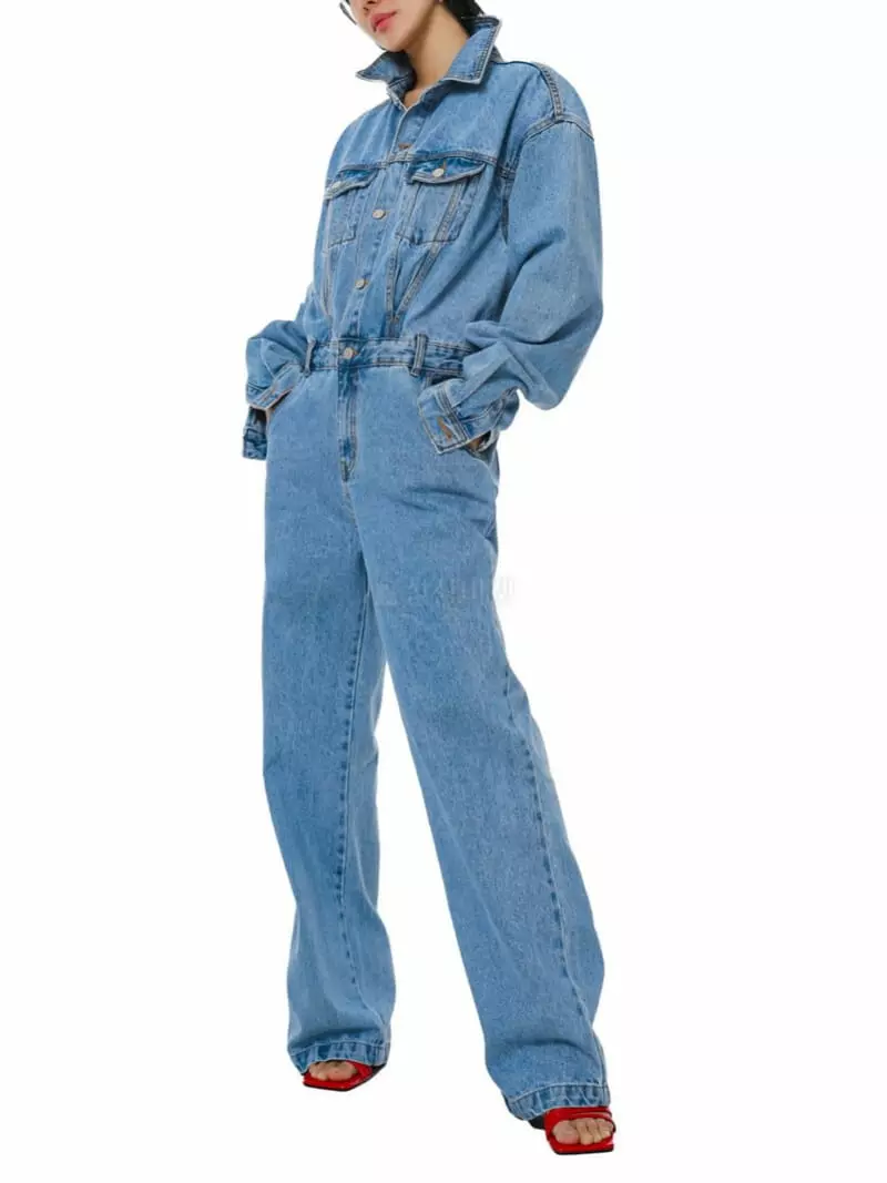 Paper Moon - Korean Women Fashion - #womensfashion - Blue Denim Jumpsuit - 2