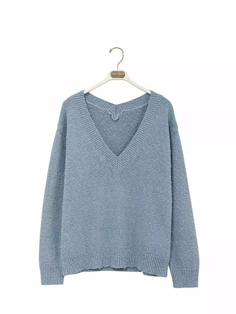 Paper Moon - Korean Women Fashion - #womensfashion - Over Size V Knit Top - 11