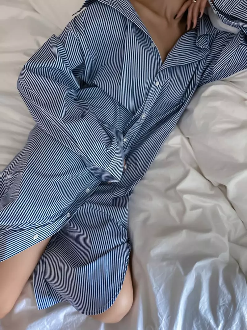 Paper Moon - Korean Women Fashion - #womensfashion - Stripes Swing Shirt One-piece - 3