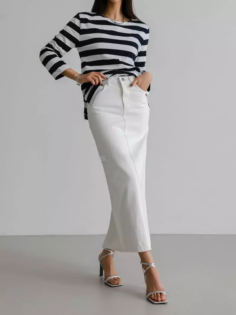 Paper Moon - Korean Women Fashion - #womensfashion - Corn Denim Pencel Skirt - 10