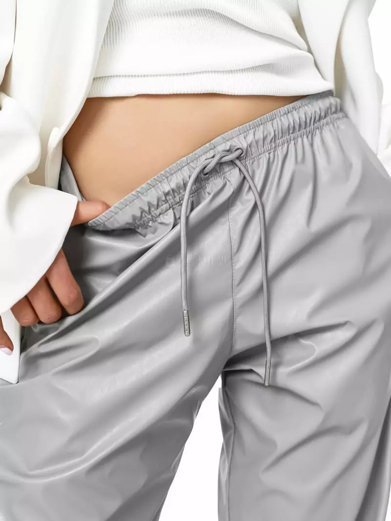 Paper Moon - Korean Women Fashion - #womensfashion - Soft Leather Jogger Pants - 5