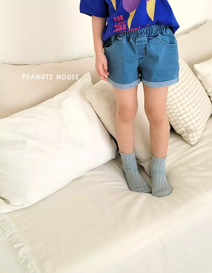 Peanuts - Korean Children Fashion - #littlefashionista - Denim Shorts - 4