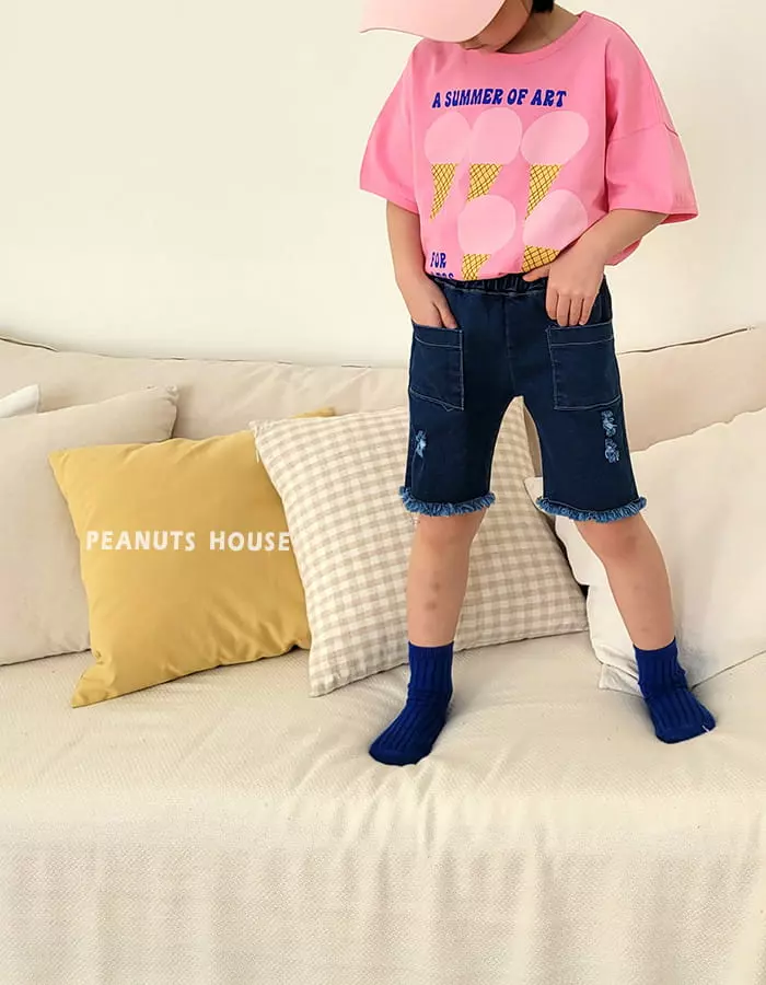 Peanuts - Korean Children Fashion - #prettylittlegirls - 5 Denim Shorts - 5