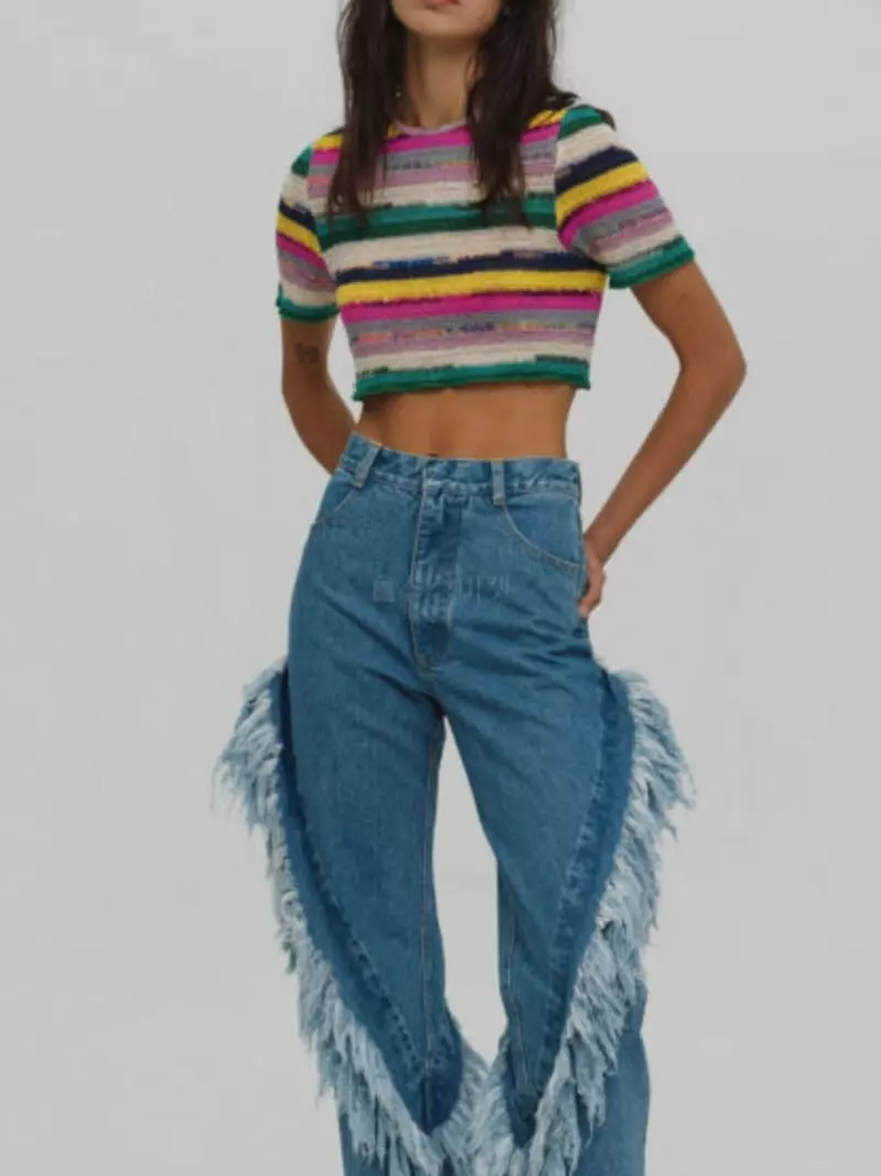 Pic - Korean Women Fashion - #momslook - Stripes Knit Short Sleeves Tee