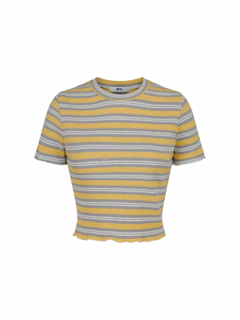 Pic - Korean Women Fashion - #restrostyle - Stripes Rib Crop Tee - 3