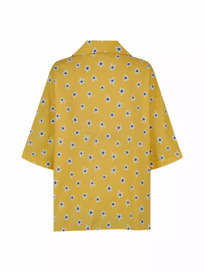 Pic - Korean Women Fashion - #romanticstyle - Flower Open Collar Tee - 3