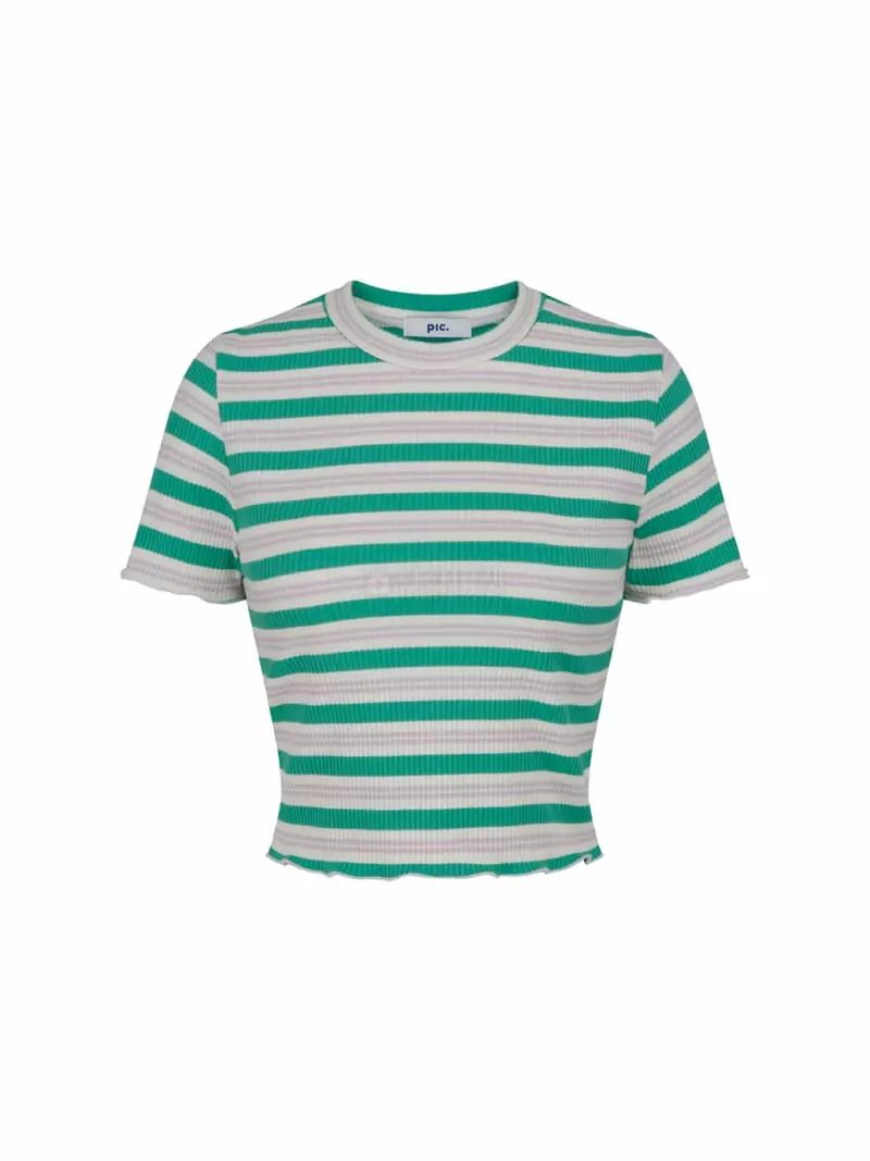Pic - Korean Women Fashion - #vintagekidsstyle - Stripes Rib Crop Tee