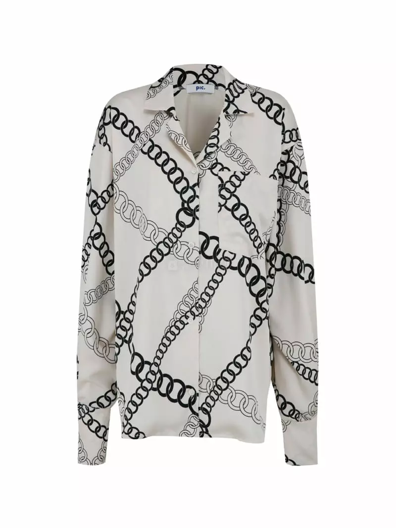 Pic - Korean Women Fashion - #womensfashion - Chain Open Collar Shirt