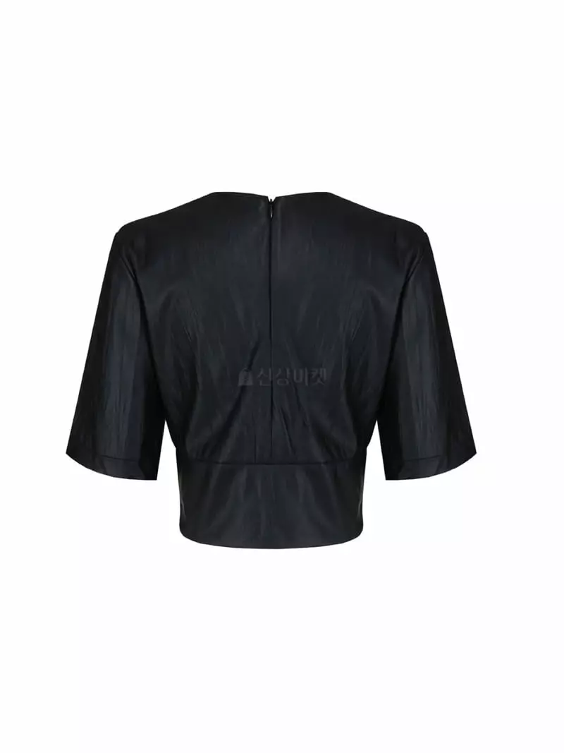 Pic - Korean Women Fashion - #womensfashion - Vigan Leather Crop Blouse - 2