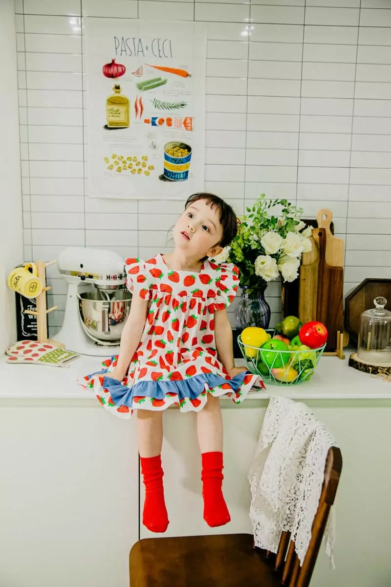 Pudding - Korean Children Fashion - #childofig - Strawberry One-piece - 4