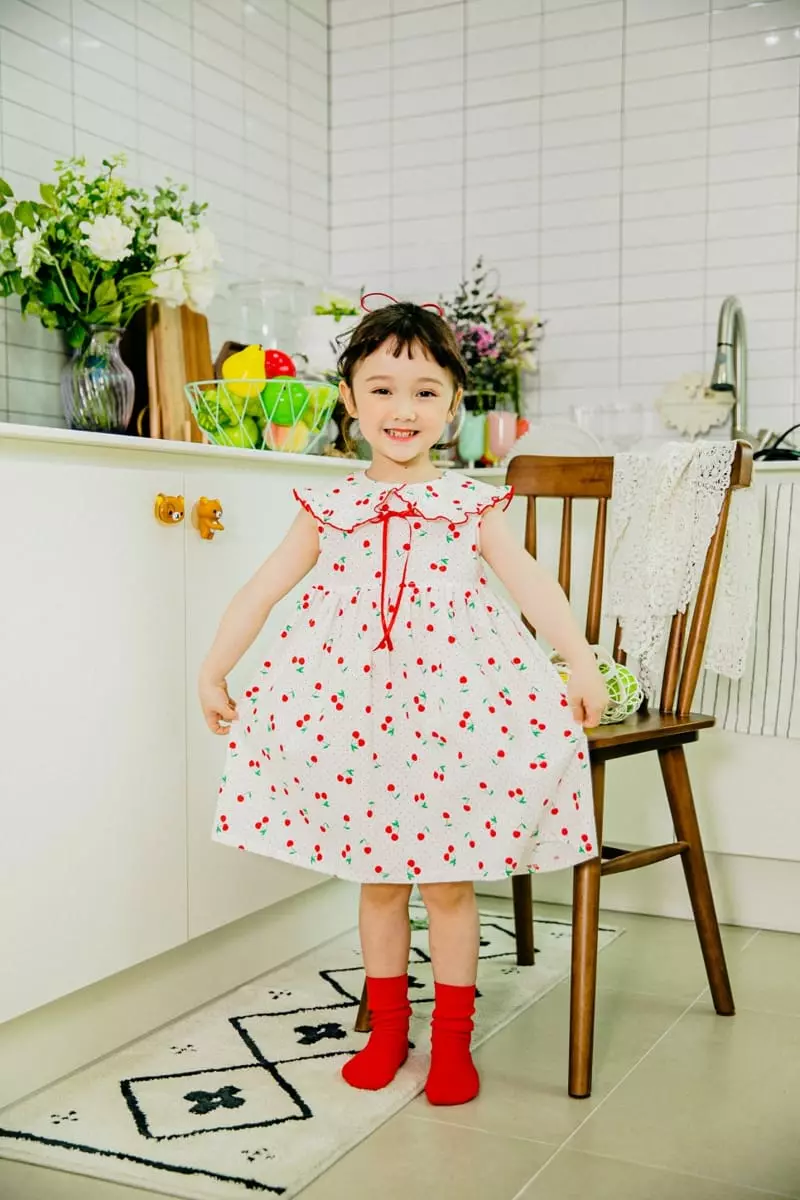 Pudding - Korean Children Fashion - #littlefashionista - Cherry One-piece - 6