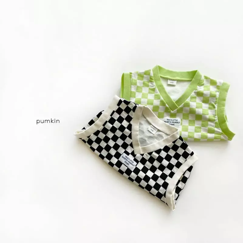 Pumkin - Korean Children Fashion - #kidzfashiontrend - Checker Board Vest - 5