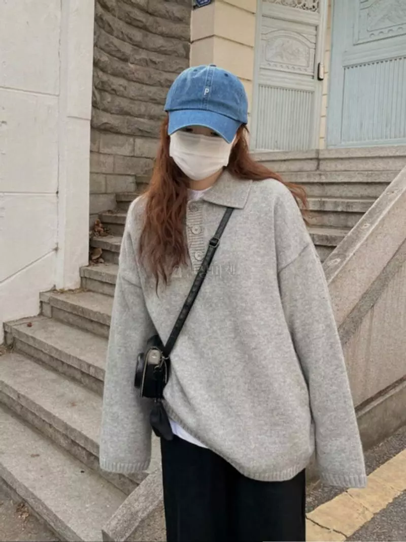 Recover - Korean Women Fashion - #momslook - Cashmere Collar Knit - 5