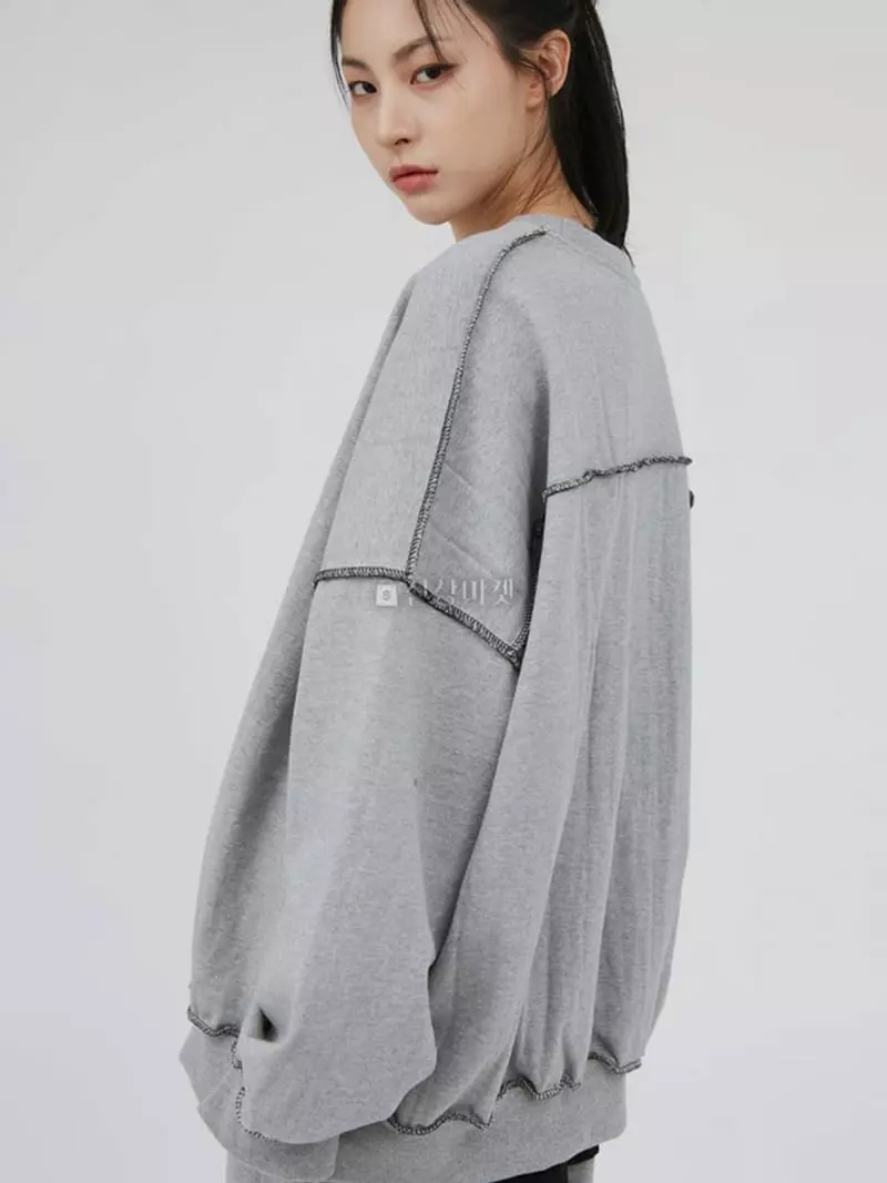 Recover - Korean Women Fashion - #pursuepretty - Heavy Stitch Sweatshirt - 3