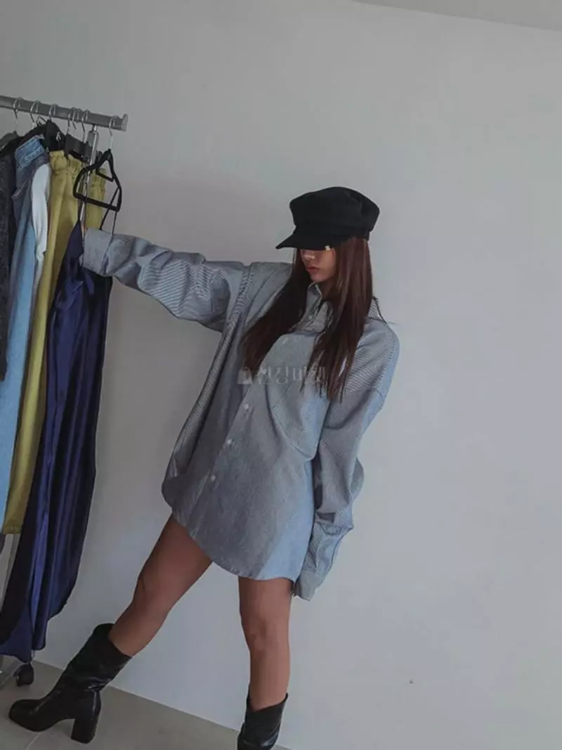 Recover - Korean Women Fashion - #restrostyle - Denim Stripes Shirt - 2