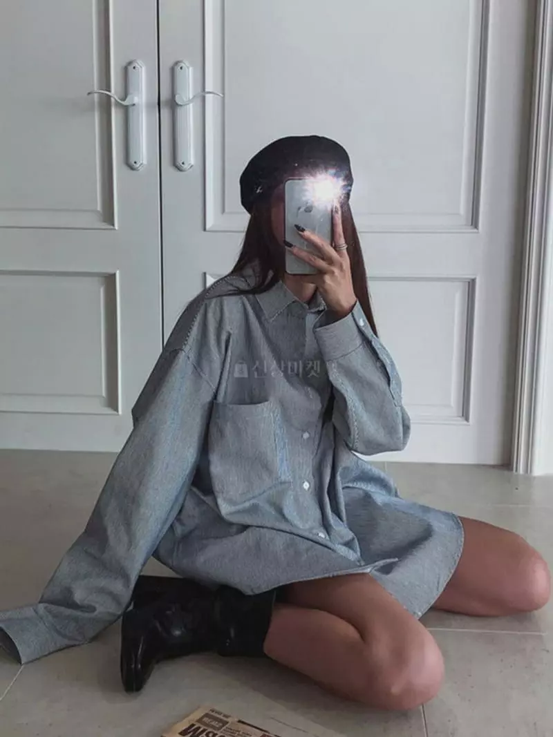 Recover - Korean Women Fashion - #thatsdarling - Denim Stripes Shirt - 5