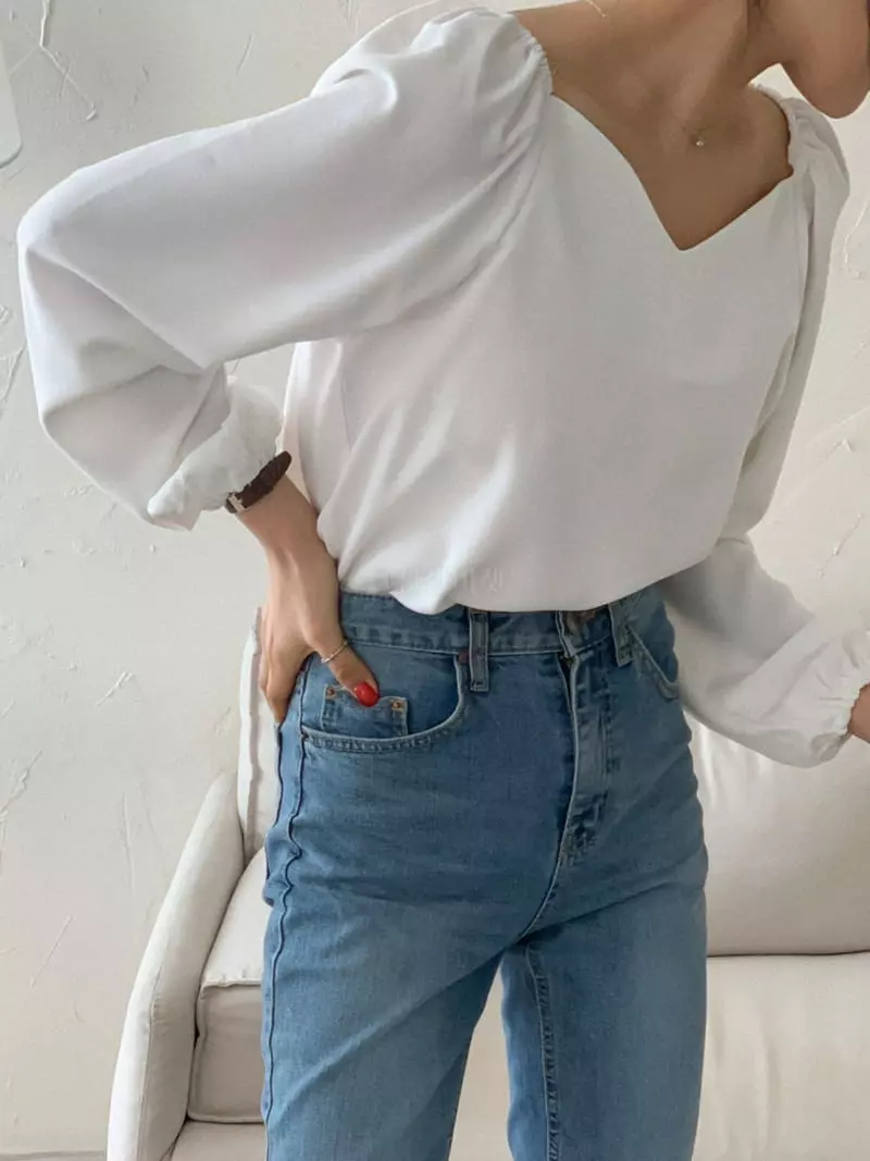 Reve - Korean Women Fashion - #momslook - Aden Heart Neck Blouse