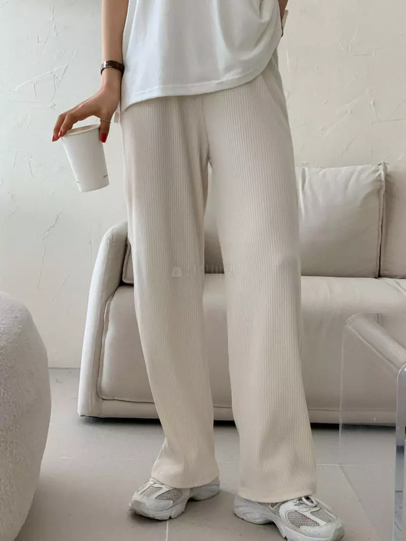 Reve - Korean Women Fashion - #momslook - Rib Wide Pants - 3