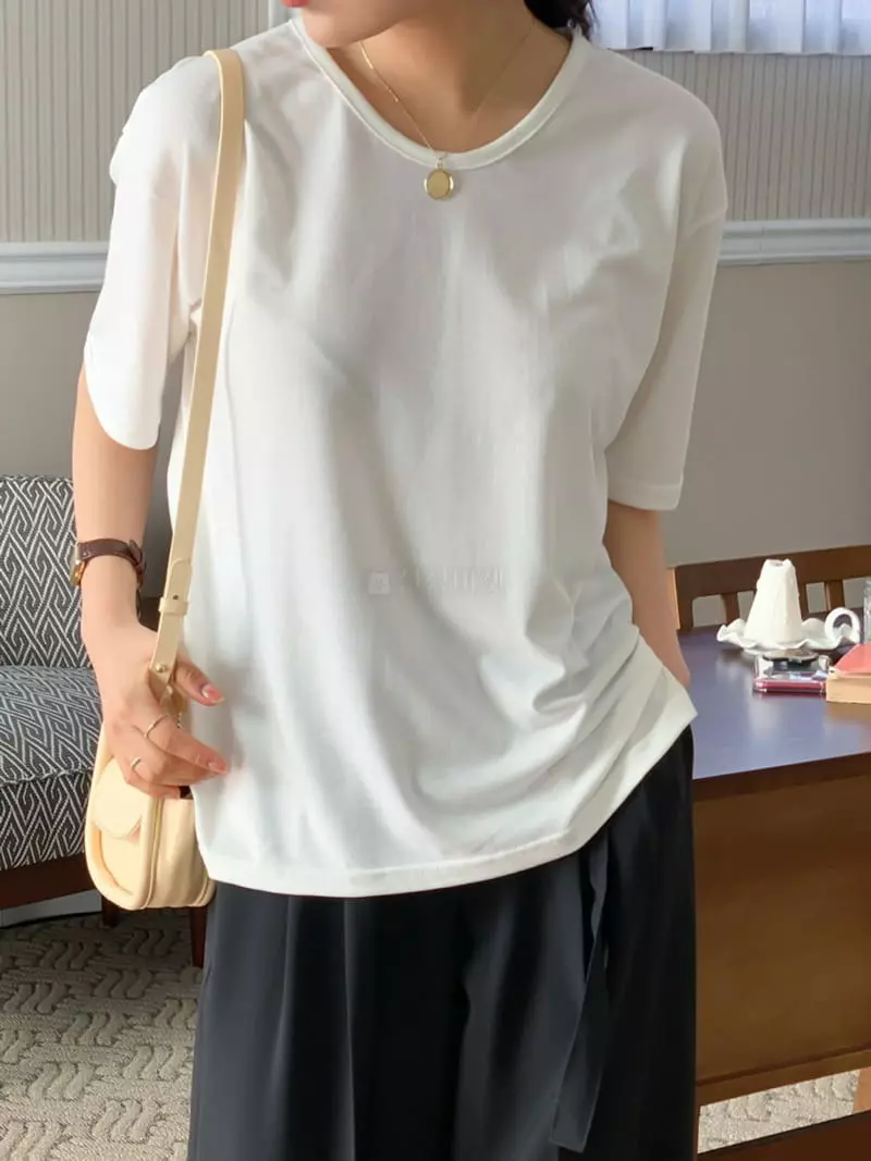 Reve - Korean Women Fashion - #womensfashion - U Neck Tee - 4