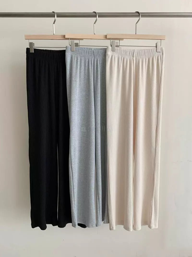 Reve - Korean Women Fashion - #momslook - Rib Wide Pants - 4