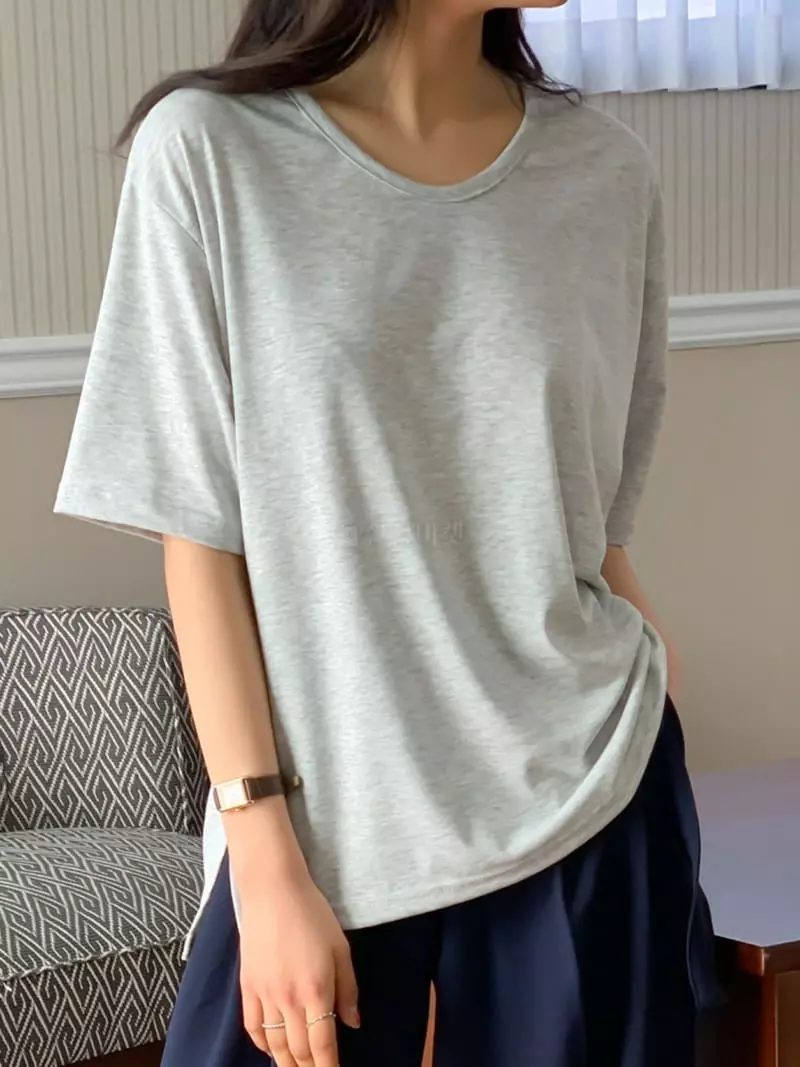 Reve - Korean Women Fashion - #womensfashion - U Neck Tee