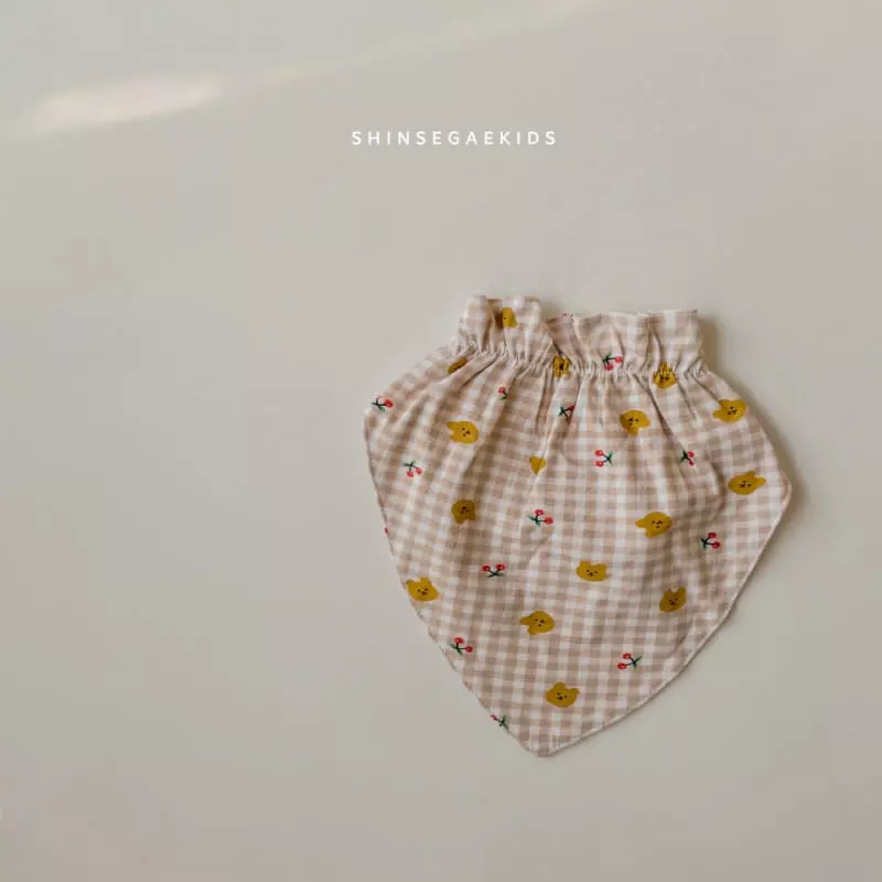 Shinseage Kids - Korean Baby Fashion - #babyoutfit - Check Bear Scarf bib - 4