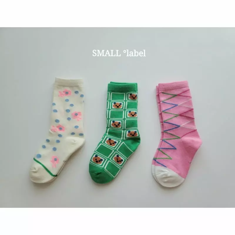 Small Label - Korean Children Fashion - #fashionkids - Merru Bear Socks [set of 3] - 8