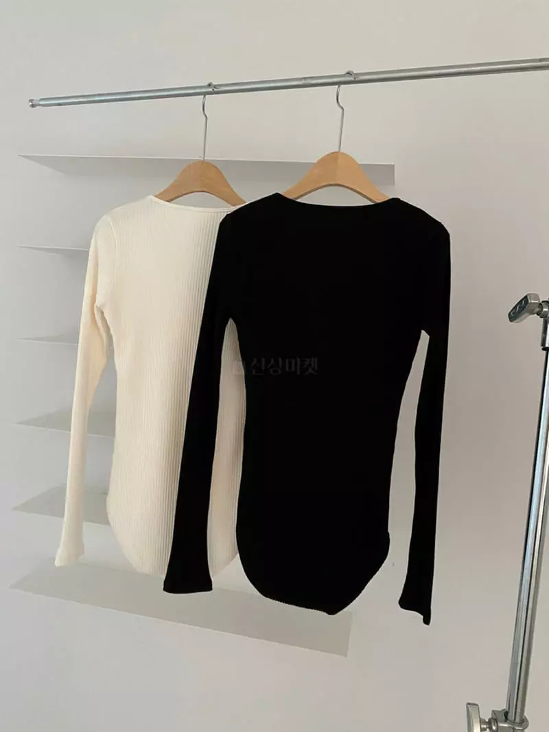 Sof - Korean Women Fashion - #momslook - Rib Bodysuit Long Sleeves