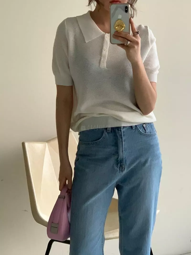 Sof - Korean Women Fashion - #restrostyle - Waffle Collar Knit