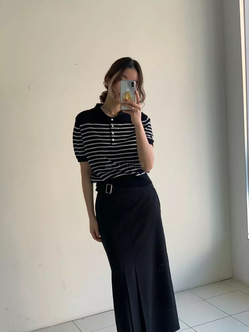 Sof - Korean Women Fashion - #restrostyle - Stripes Collar Knit - 4
