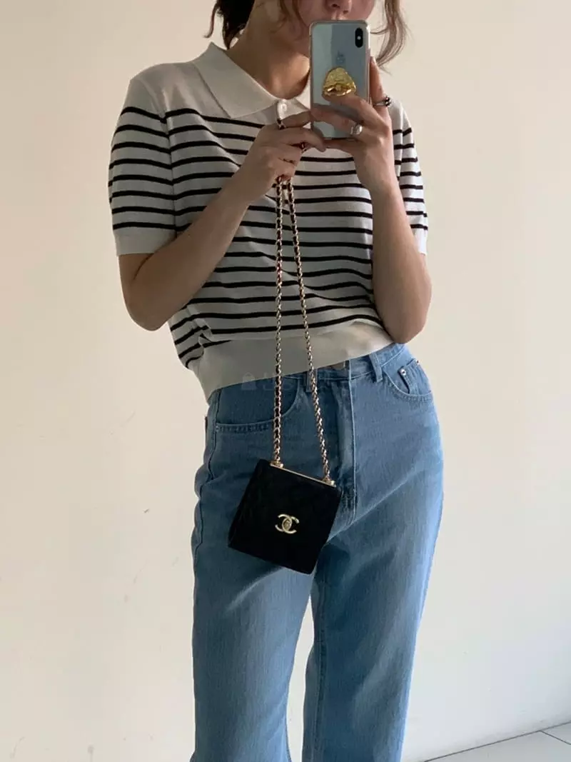 Sof - Korean Women Fashion - #thelittlethings - Stripes Collar Knit - 2