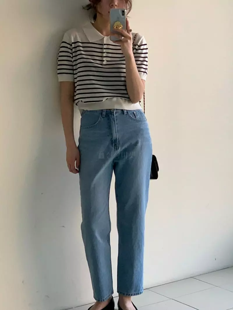 Sof - Korean Women Fashion - #momslook - Stripes Collar Knit - 4