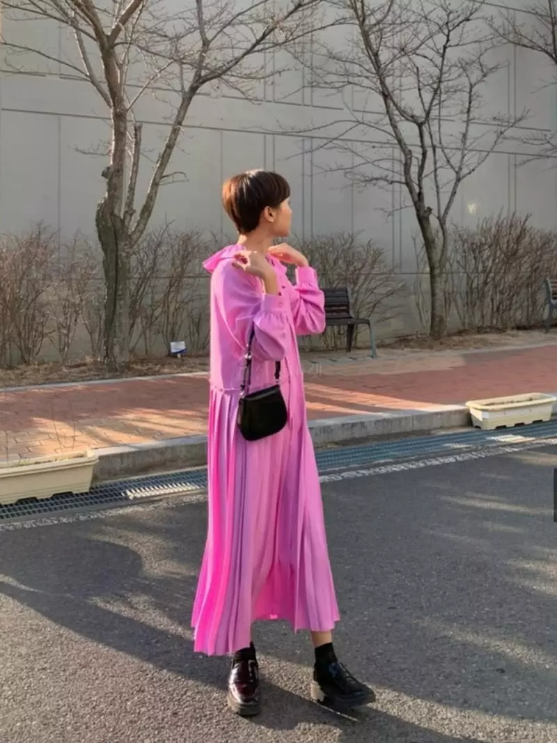 Sof - Korean Women Fashion - #momslook - Tie Pleats One-piece - 4