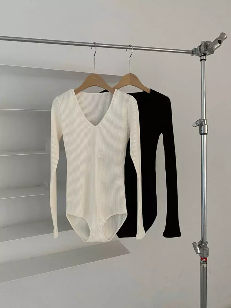 Sof - Korean Women Fashion - #momslook - Rib Bodysuit Long Sleeves - 4