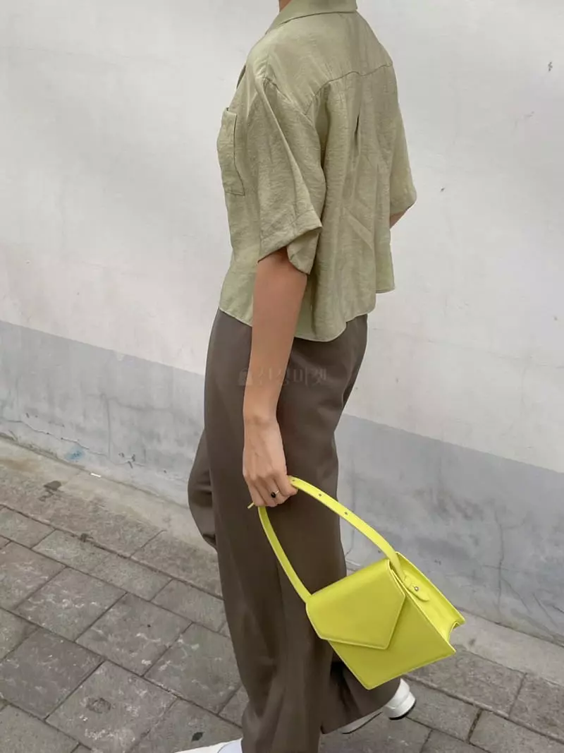 Sono De Seoul - Korean Women Fashion - #momslook - Crinkle Short Sleeves Tee - 3