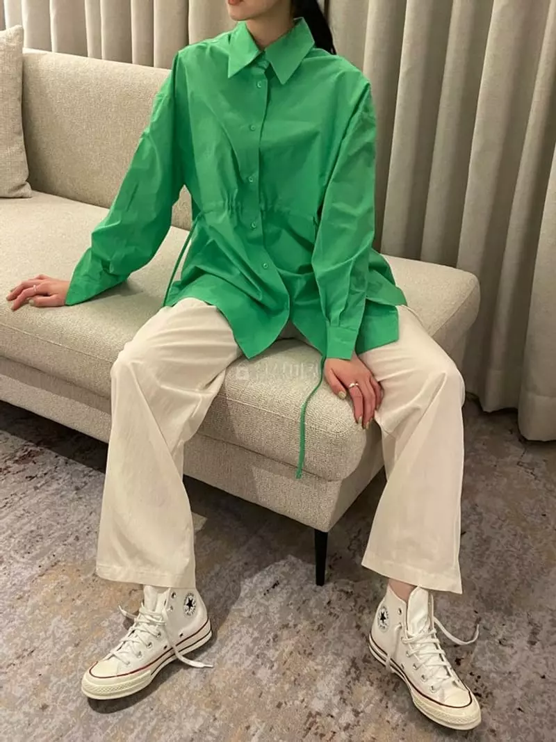Taste - Korean Women Fashion - #womensfashion - Belted Shirt - 5