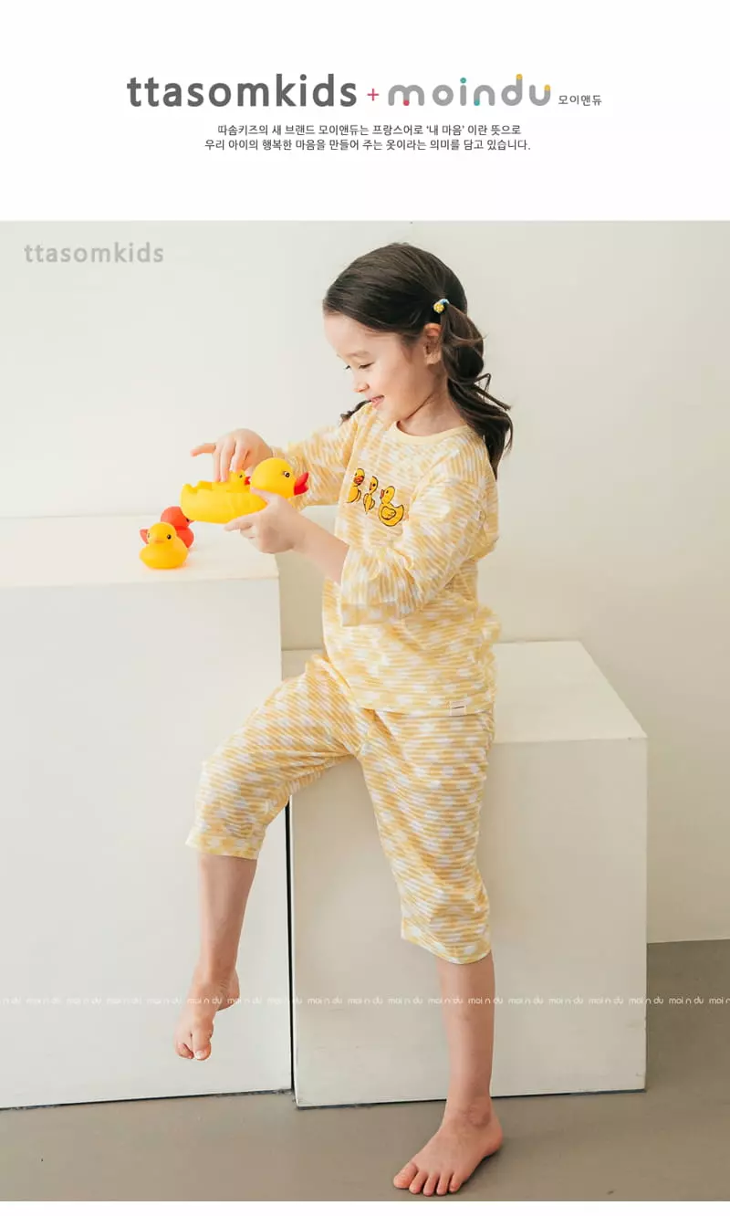 Ttasom - Korean Children Fashion - #kidzfashiontrend - Duck Jacquard Capri Easywear - 4