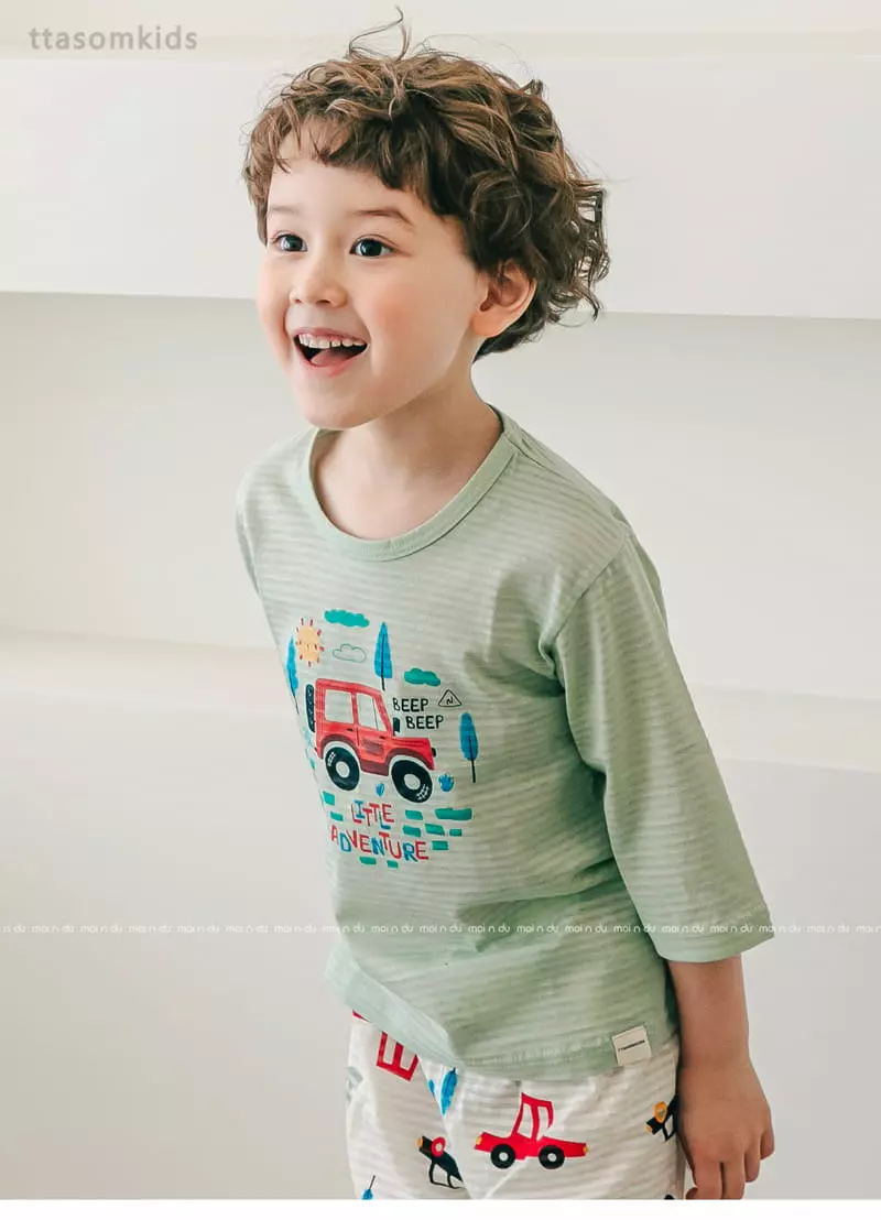 Ttasom - Korean Children Fashion - #childofig - Little Truck Jacquard Capri Easywear - 2