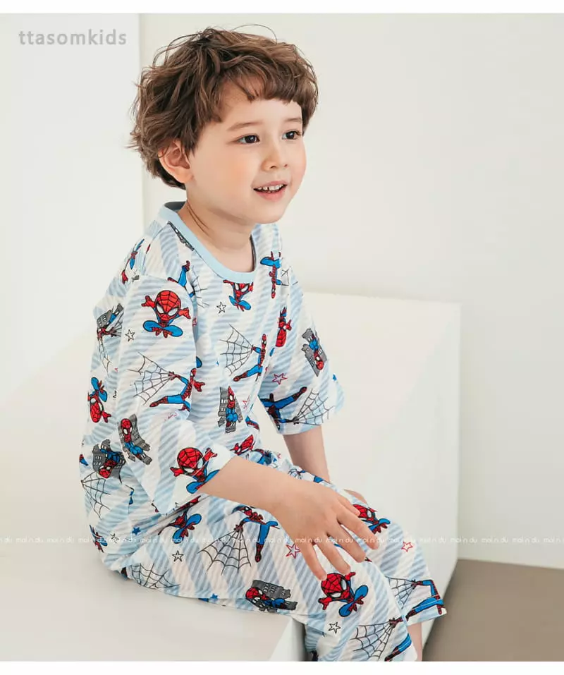 Ttasom - Korean Children Fashion - #childofig - Spider Man Jacquard Capri Easywear - 5