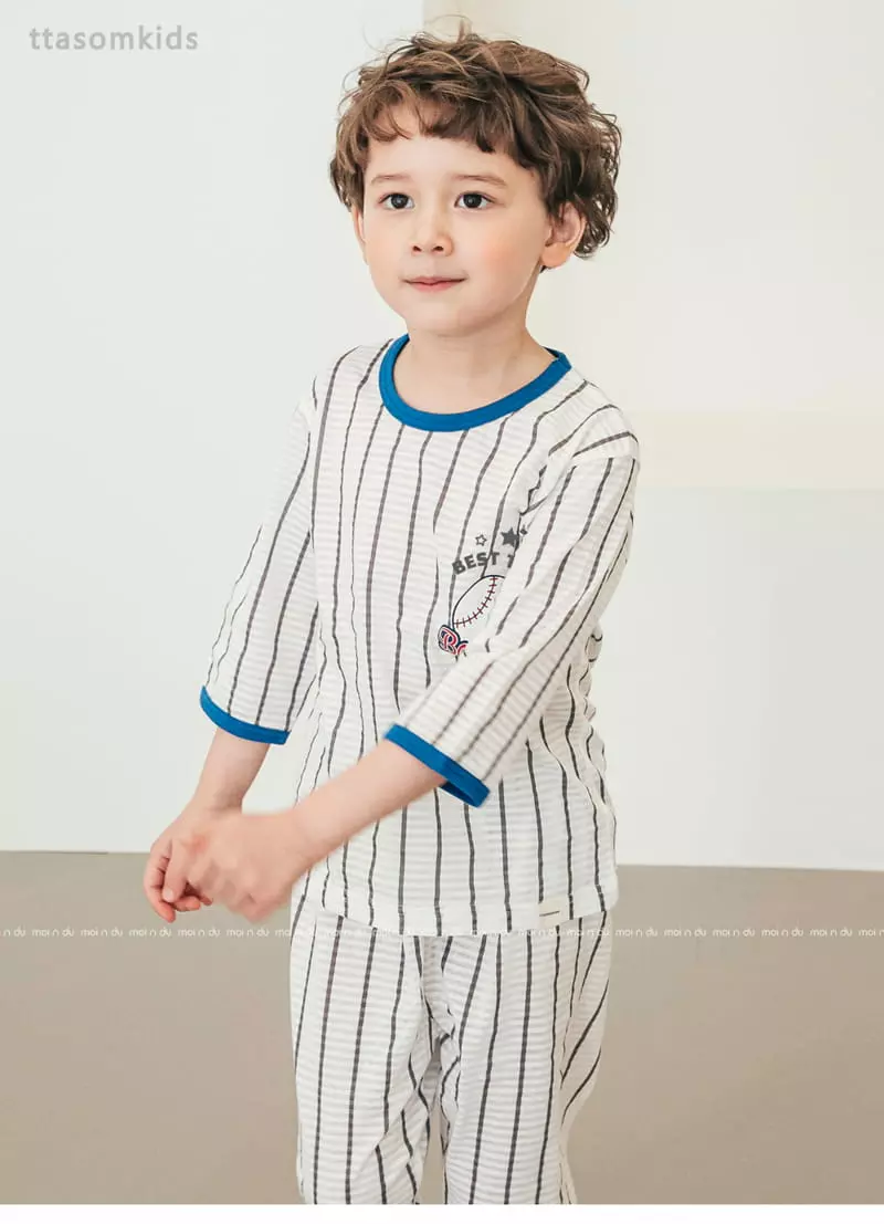 Ttasom - Korean Children Fashion - #childrensboutique - Baseball Jacquard Capri Easywear - 2