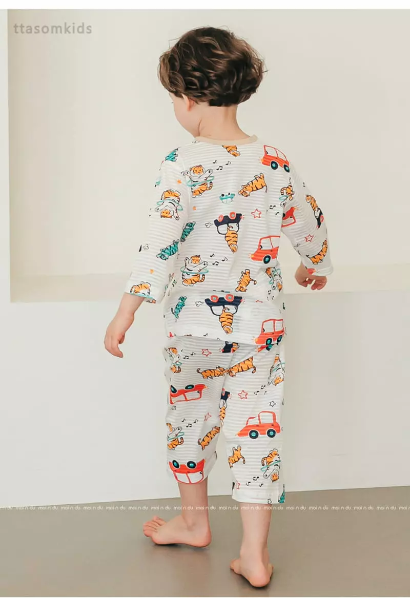 Ttasom - Korean Children Fashion - #childrensboutique - Tiger Car Jacquard Capri Easywear - 6