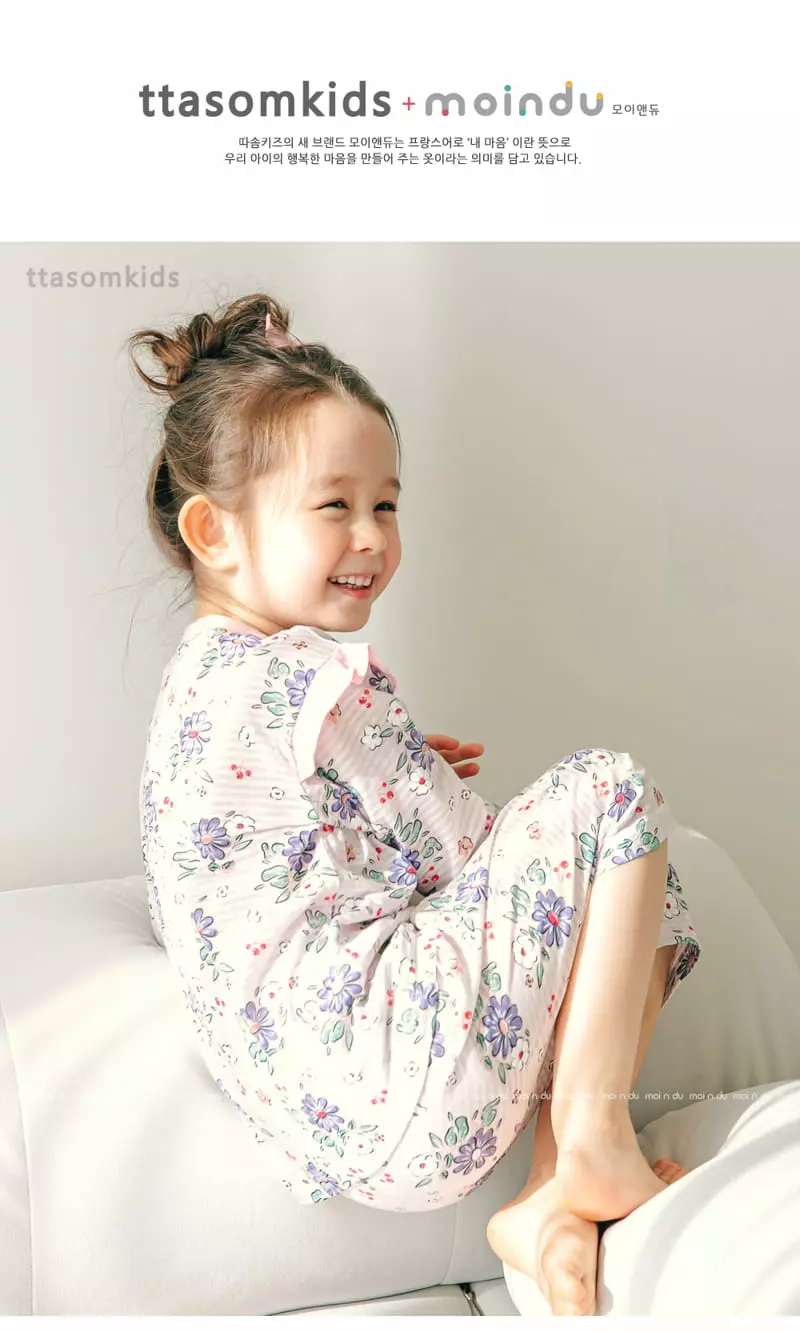 Ttasom - Korean Children Fashion - #childofig - Lover Flower Jacquard Capri Easywear - 4