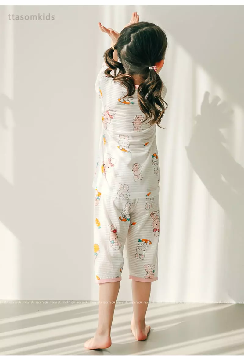 Ttasom - Korean Children Fashion - #designkidswear - Rabbit Friends Jacquard Capri Easywear - 6