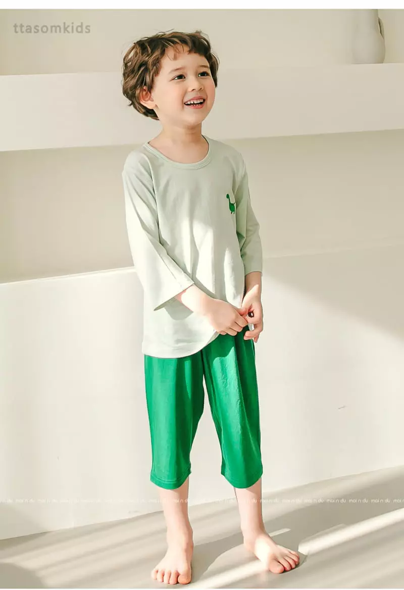 Ttasom - Korean Children Fashion - #discoveringself - Dino Balloon Tencel Modal Capri Easywear - 6