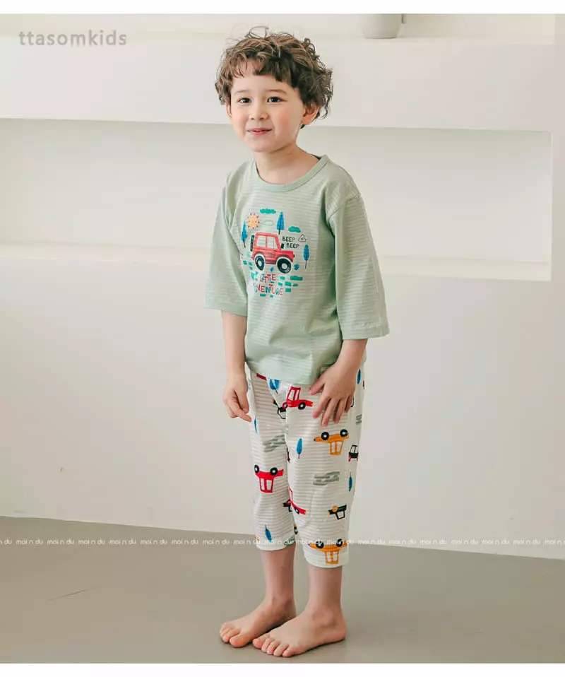 Ttasom - Korean Children Fashion - #discoveringself - Little Truck Jacquard Capri Easywear - 5
