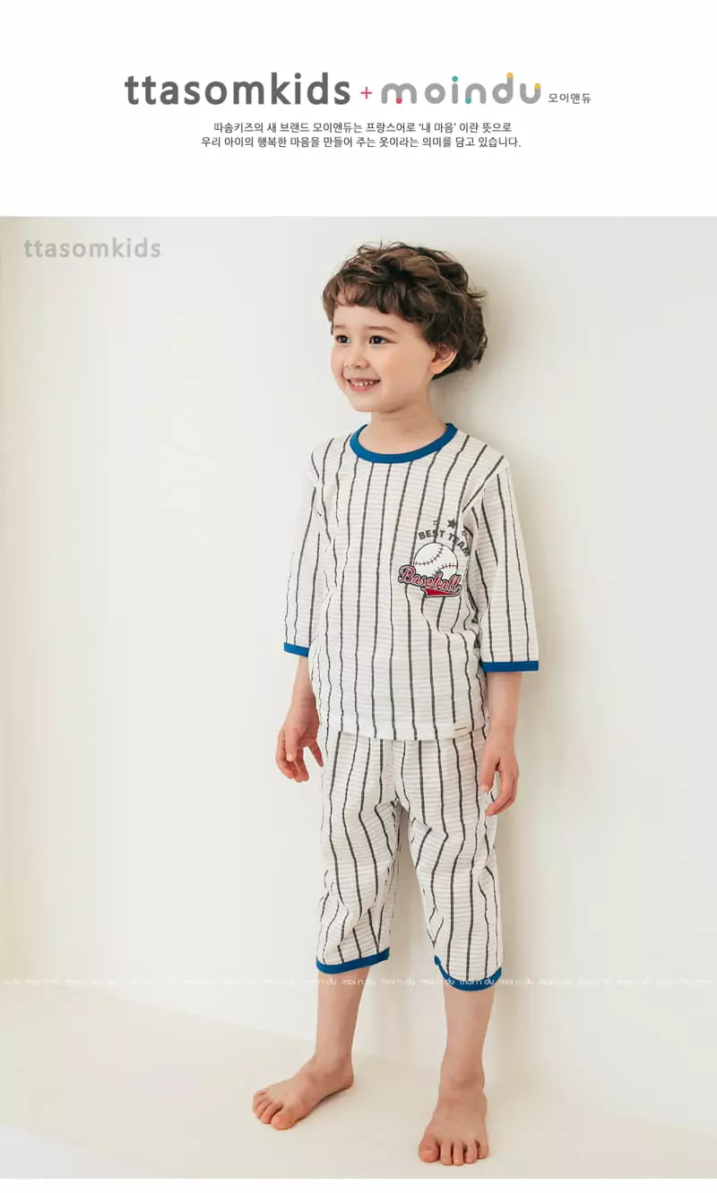 Ttasom - Korean Children Fashion - #designkidswear - Baseball Jacquard Capri Easywear - 4