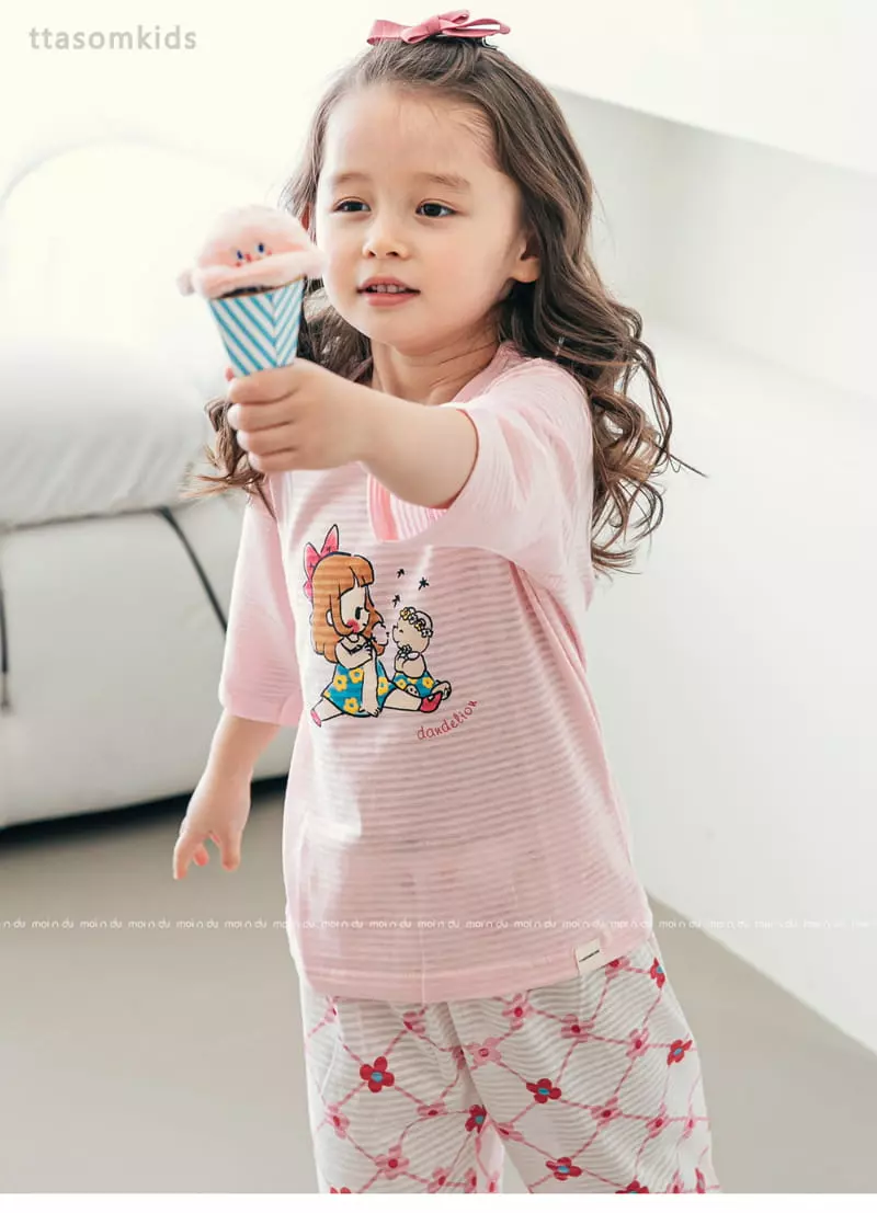 Ttasom - Korean Children Fashion - #discoveringself - Dandelion Girl Jacquard Capri Easywear - 2