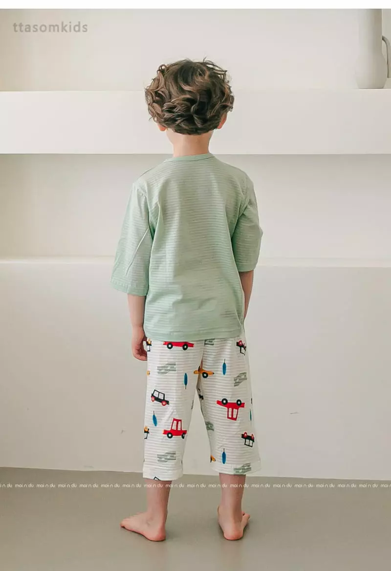 Ttasom - Korean Children Fashion - #fashionkids - Little Truck Jacquard Capri Easywear - 6