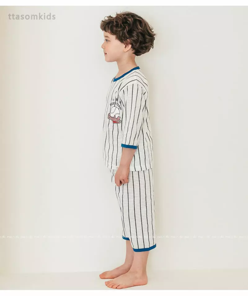 Ttasom - Korean Children Fashion - #fashionkids - Baseball Jacquard Capri Easywear - 5